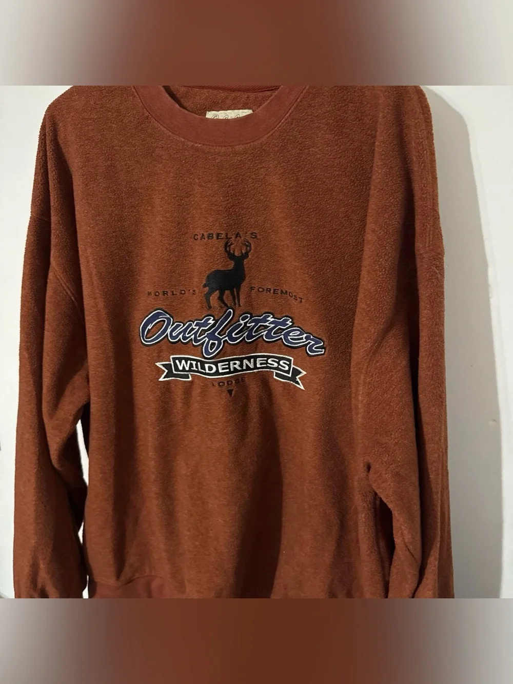 Cabela’s 2XL Rust Orange Outfitter Wilderness Fleece Crewneck Sweatshirt